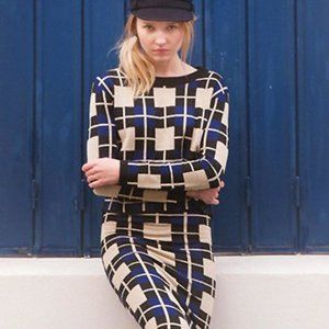 Dear Creatures Retro Geometric Knit Sweater Skirt